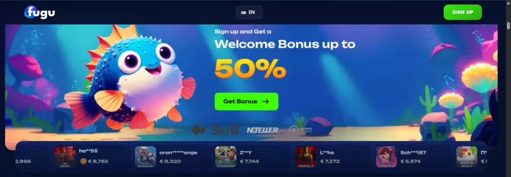 Fugu Casino Bonus 500 Euro und 100 Freispiele